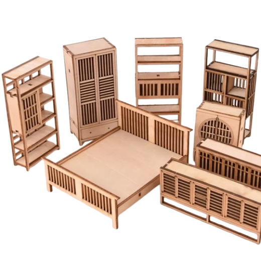 1 25 Wooden Chinese Style Dollhouse