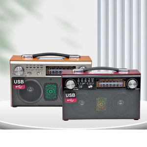 Radio rétro personnalisée en bois avec double haut-parleur AM FM SW, lumière LED, fente USB TF, récepteur audio portable pour la maison - Product Image 2