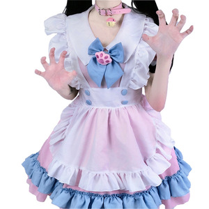 Traje de sirvienta, vestido rosa estilo Lolita, tallas S-4XL, con lazo grande, disfraz de crossdressing para cosplay - Product Image 5