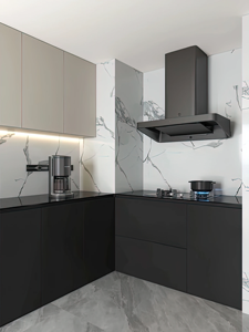 Meubles de cuisine personnalisés sans poignées avec rangement gain de place pour la construction de maisons neuves - Product Image 2