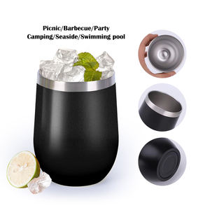 แก้วไวน์แบบพกพาขนาด 12 ออนซ์ (350 มล.) แก้วเบียร์สีชมพูเคลือบผงรูปทรงไข่ แก้ววินเทจ แก้วน้ำ แก้วกาแฟแบบ OEM พร้อมโลโก้สั่งทำพิเศษ - Product Image 3