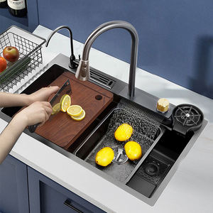 Nuovo Lavello da <span class=keywords><strong>Cucina</strong></span> Monoblocco in Acciaio Inox SUS304 Grigio Canna di Fucile 2022 con Rubinetto a Cascata e Doccia - Product Image 2