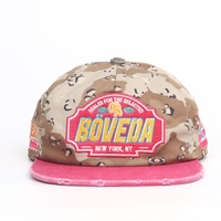 5-paneels custom logo borduurwerk en metalen gesp en camouflage ongestructureerde gewassen distressed snapback cap