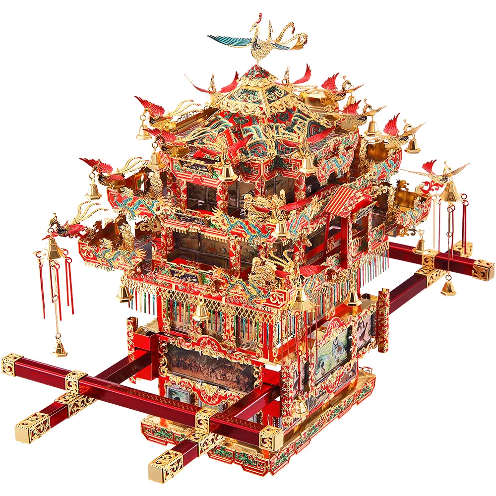 Piececool Best Chinese Traditional Culture 3D Model Building Kit Bridal Sedan Chair DIY Toys 3D Metal Model Kits for Adults