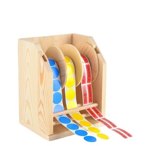 Wooden Sticker Holder 3 <b>Roller</b> Vertical Label Organizer Desktop Tape Dispenser For Office Home Use - Product Image 1