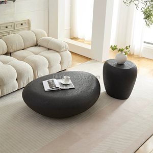 Juego de Mesa de Centro de FRP para Hotel o Villa, Diseño Creativo, Moderno y Sencillo, para Sala de Estar, en Fibra de Vidrio Negra, Decorativo y Duradero - Product Image 5