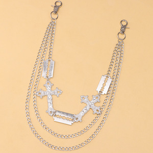 <b>Cross</b> Waist <b>Chain</b> Zinc Alloy Unisex Hip Hop Fashion Accessory Daily Wear White K - Product Image 6