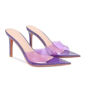 Elegant Women's Transparent PVC Stiletto Mule Pointed <b>Toe</b> Soft on Ladies Sexy <b>Heeled</b> Sandals - Product Image 4
