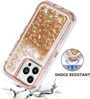 Coques de téléphone transparentes effet sable mouvant pour iPhone 17 16 15 14 13 12 11 Pro Max, robustes, design 3-en-1, protection renforcée, avec paillettes brillantes