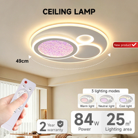 Vente directe d'usine, lampe de plafond moderne en acrylique, salon, chambre à coucher, 84W, télécommande, variateur d'intensité, éclairage LED intelligent pour plafond