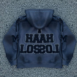 Felpa con cappuccio con cappuccio in strass squadrato di alta qualità in cotone francese Terry Vintage lavato con acido - Product Image 2