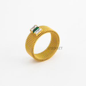 Tagor nouvelle bague en maille de luxe hommes et femmes encart Zircon inélastique acier inoxydable haute qualité commerce extérieur accessoires <span class=keywords><strong>YS300</strong></span> - Product Image 1