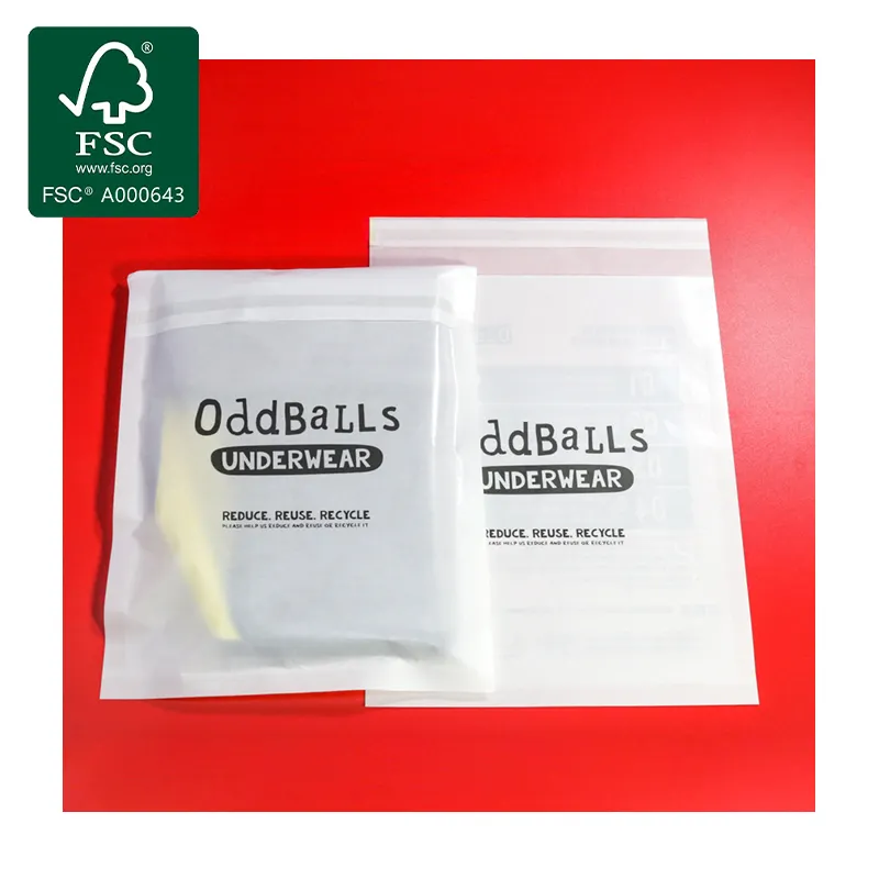 100% biodegradable transparent glassine paper bags for sock clothes packaging