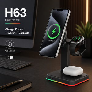 Nouveau Chargeur Magnétique Sans Fil <span class=keywords><strong>3</strong></span>-en-1 2026 avec Lumière Ambiante RGB et Support de Charge Rapide 15W pour <span class=keywords><strong>iPhone</strong></span> 17 16 15 - Product Image 6