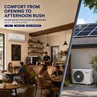 Climatiseur solaire hybride haute efficacité 9000 BTU 100 % DC hors réseau, unité split pour usage extérieur dans les cafés et petites salles à manger