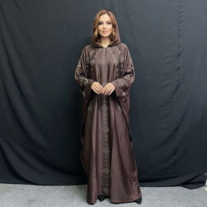 Oferta Especial 2026: Vestido Musulmán Modesto de Dubái con Cuentas y Lentejuelas, Cuello en V, Poliéster, Secado Rápido, Transpirable, Ligero, Manga Larga, Hasta el Tobillo, para Primavera - Product Image 1