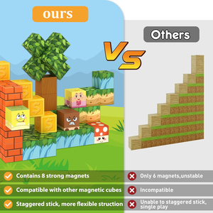 Ensemble de 100 blocs de construction magnétiques en PVC coloré - Cubes magnétiques certifiés EN71 pour les enfants de 4 à 14 ans pour un jeu créatif - Product Image 3