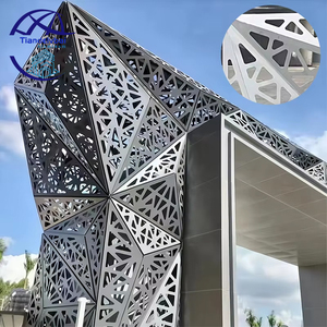 3D Rèm tường Backdrop Ốp bên ngoài chạm khắc nhôm Veneer nhôm đục lỗ mặt tiền Bảng điều khiển Ốp - Product Image 3