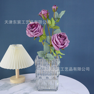 Rose artificielle Dongchen Crafts en forme de flocon de neige, tige unique, 4 têtes, pour décoration de mariage et de maison, arrangement floral - Product Image 4