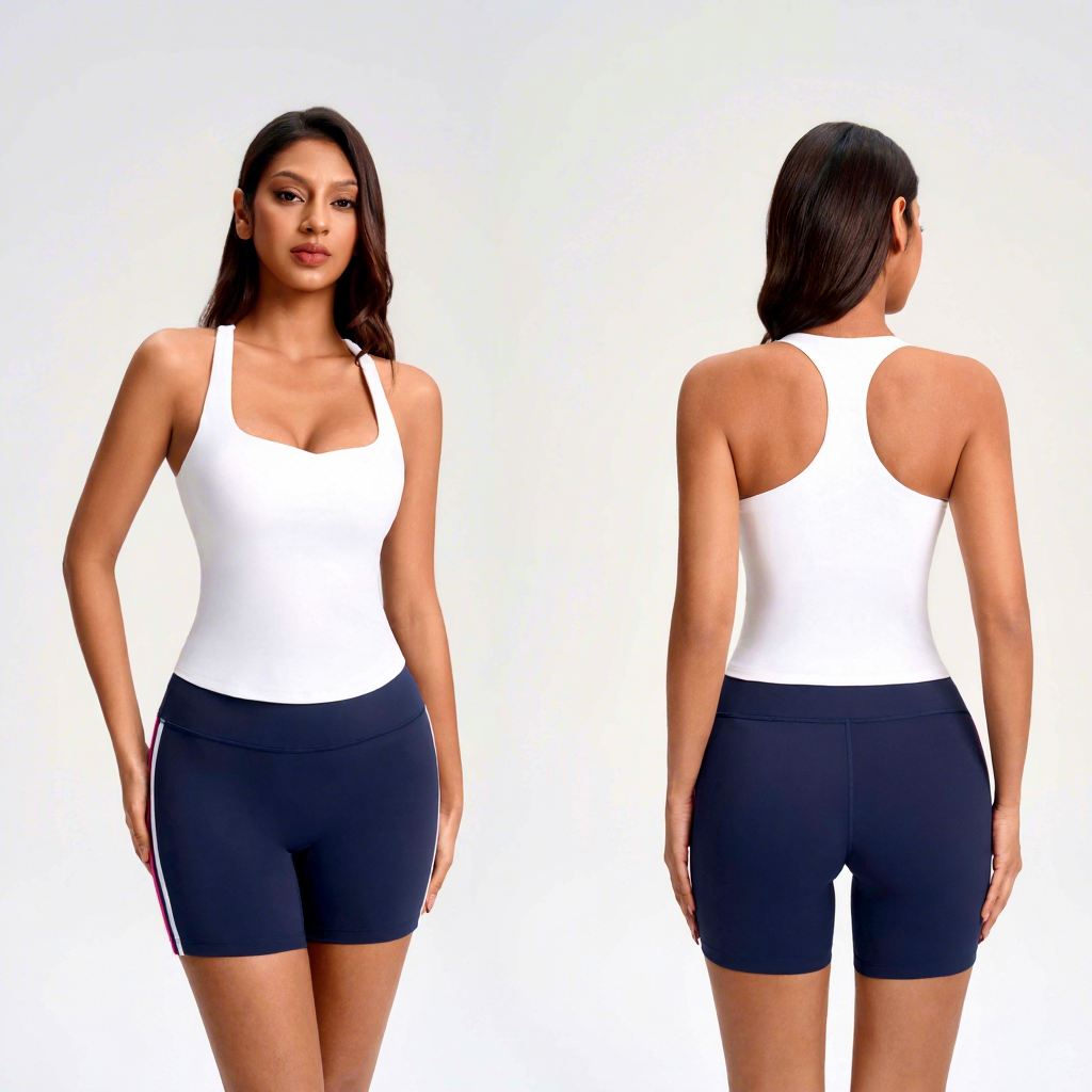 Women's Yoga Wear Sports Vest with I-Shaped Back Design Breathable Quick-Dry Fabric Four-Way Stretch Eco-Friendly Nylon/Spandex