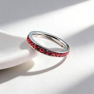 Bague d'éternité en acier inoxydable pour femme, avec cristaux CZ et zircon, empilable, pour mariage, vente en gros - Product Image 4