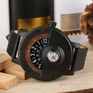 New Outdoor Sports Compass Quartz Ebony Watch Wood Watches Men Luxury Chinese Mechanical Watches
