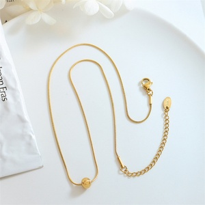 Popular Stainless Steel <b>Lock</b> Charm <b>Necklace</b> Gold Plated Bead Pendant <b>Necklace</b> - Product Image 4