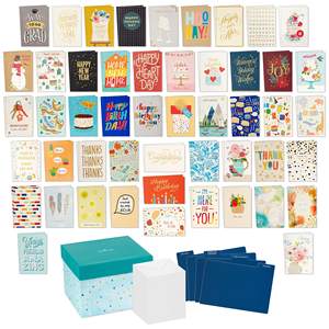 Fabricant OEM, cartes <span class=keywords><strong>de</strong></span> vœux personnalisées en vrac, variété assortie, joyeux anniversaire, Noël, festival, merci, avec enveloppes et boîte - Product Image 2