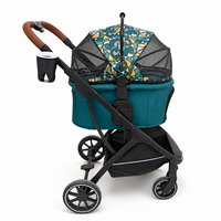 Poussette pliable pour animaux USMILEPET avec panier amovible, pliage en un clic, poussette 2 en 1 avec panier de rangement grand format