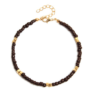 Joyería oro nuevo arroz cuenta playa para mujer moda hecha a mano roscado cuadrado aleación tobillera - Product Image 5