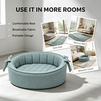 Lit pour animaux de compagnie haut de gamme, confortable et moderne, avec housse amovible, décor nœud papillon, rebord robuste, nid toutes saisons pour chats et petits chiens, chambre et salon