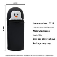 Étui à crayons pliable en silicone en forme d'animal, porte-crayons de dessin animé et sac/pochette de papeterie pour enfants et adolescents, sac à crayons de rangement