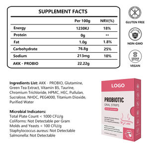 Groothandelsprijs C Veganistische Orale Dunne Filmsupplement 100 Miljard Cfu Akk Probiotica Slanke Orale Strip Voor Het Bevorderen Van De Spijsvertering - Product Image 2