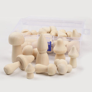 Ensemble de figurines en bois en forme de champignons pour décorations artisanales DIY, 30 pièces en boîte, ornements en bois naturel - Product Image 2