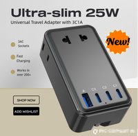 FOXCAN Chargeur mural universel multi-ports 7-en-1 ultra-fin PD 3.0 25W à charge rapide 3 USB-C + 1 USB-A ignifuge pour écouteurs