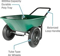 Chariot de jardin à 2 étages, brouette 5 cubes 100l pied Poly plateau Construction chariots à benne