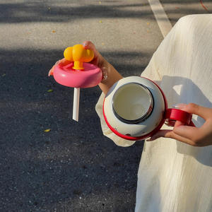 <span class=keywords><strong>Taza</strong></span> de paja de gran capacidad de alta apariencia, una linda olla interior de cerámica, tapa de manija portátil, para niñas - Product Image 5