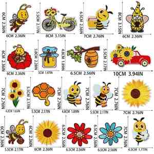 Hot Sale Summer Style Embroidered Iron on Cartoon <b>Bee</b> Sunflower Car Bicycle Patch for Clothes Bag Decoration - Product Image 2