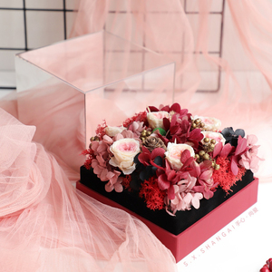 Tanabata nuevo espejo acrílico caja de flores flor eterna cristal <span class=keywords><strong>panorama</strong></span> caja de regalo cuadrada transparente para el Día de San Valentín - Product Image 2