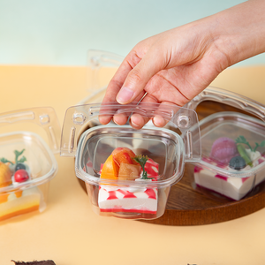 Caixa de Cheesecake Basque Tiramisu PET Totalmente Transparente e Descartável para Celebridades da Internet, Tampa Grossa para Sushi e Salada - Product Image 1