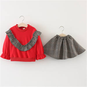 Autumn Clothing Sets for Baby Q <b>Mini</b> Indian Wrap Skirts Girls and Casual Shirt Import China Goods - Product Image 1