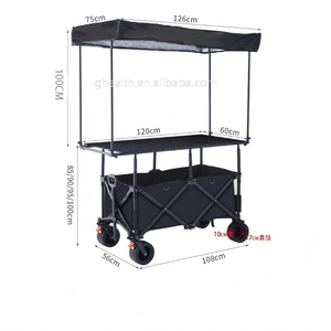 Carrello Pieghevole in Acciaio con Tavolo, Multicolore, per Bancarelle, Picnic, Campeggio e Attività all'Aperto - Product Image 3