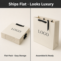 Sac fourre-tout de luxe pour magasin de vêtements, sac cadeau personnalisé pour cosmétiques, sac de shopping biodégradable en carton pour hommes et femmes avec poignée en ruban