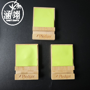 Porta Notas Adhesivas de Bambú Han Yi con Impresión de Logotipo, Organizador de Escritorio para Oficina, Regalos Empresariales - Product Image 1