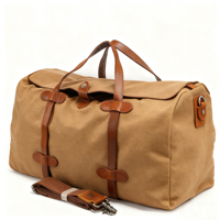 Sac fourre-tout en toile cirée imperméable de grande capacité avec fermeture à glissière à sangle en cuir à la mode Logo personnalisé Weekender pour le voyage