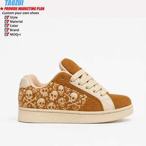 Baskets personnalisées à motif tête de mort, style skate, basses, en daim, tendance, respirantes, antidérapantes, confortables pour hommes, vente en gros - Product Image 4
