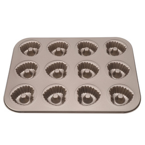 Heart Shaped Donut Mold 4 Cavity Non Stick Baking Tray Champagne Color For Home Oven Use - Product Image 3