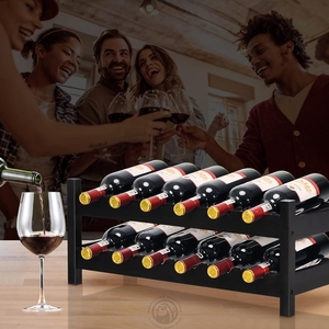 High Quality 2-Tier Bamboo Wine Rack Water Bottle Organizer Solid Wood with Modern Design <strong>Adjustable</strong> Home <strong>Furniture</strong> <strong>Low</strong> <strong>Price</strong> - Product Image 3