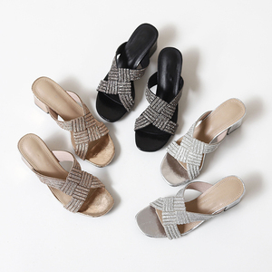 Chaussures mules en dentelle brillantes à talons hauts pour femmes - Product Image 5