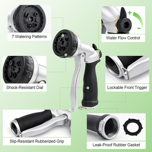 <span class=keywords><strong>Pistola</strong></span> de Agua <span class=keywords><strong>Metálica</strong></span> SUNSHINE con 7 Patrones de Rociado, Boquilla de Manguera con Gatillo Frontal, Rociador Manual para Jardín y Césped - Product Image 3